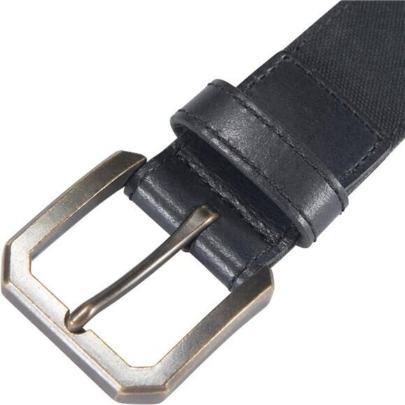 Mens Rugged Canvas Belt Adjustable Casual Workwear With Brass Buckle Trim - Picture 3 of 7